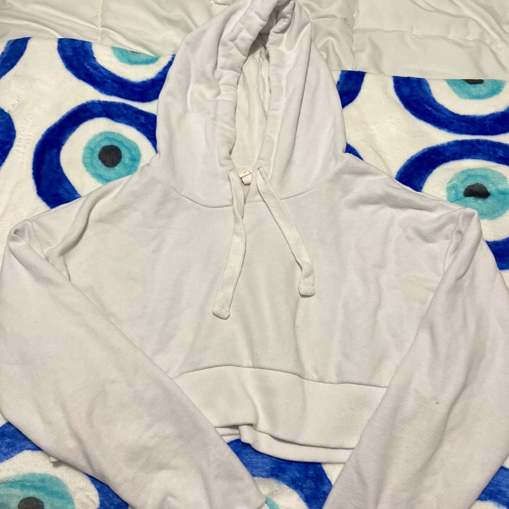 Extra Cropped White Hoodie